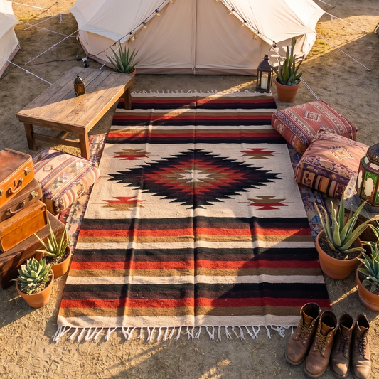 Tan Mexican Diamond Yoga Blanket
