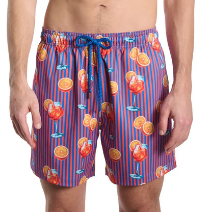 Men’s Premium Compression-Lined Hybrid Shorts – Sunset Spritz - Ocean and Heat